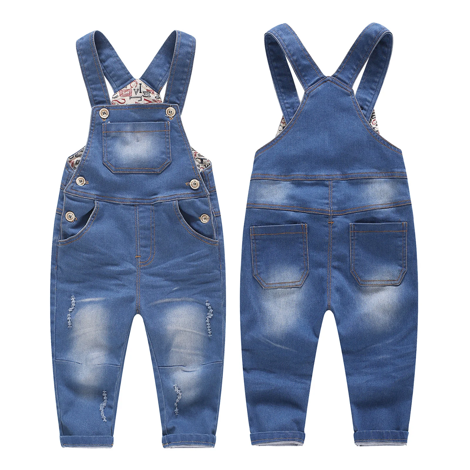 KIDSCOOL SPACE Baby Children Boys Girls Casual Jean Overalls Toddler