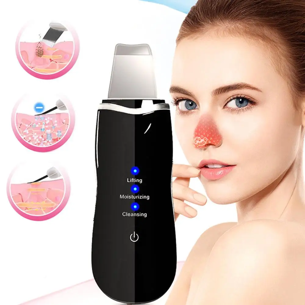 

Rechargeable Ultrasonic Face Skin Scrubber Facial Cleaner Peeling Vibration Blackhead Removal Exfoliating Pore Acne Cleaner Tool