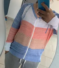 #40 mujeres suéter Casual de manga larga de retazos con capucha suéter chaqueta de ocio de otoño Женские Свитера