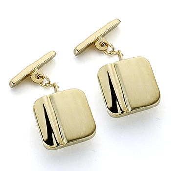 

Cufflinks 18k gold square 15mm. Shimmer and matte 1 groove [7222]