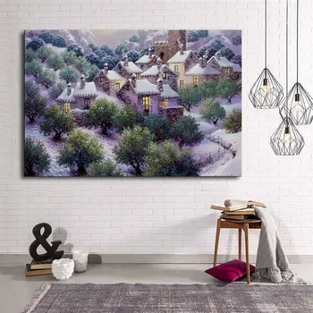 

Snowy Mountain Houses Canvas Table