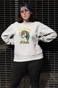 

Angemiel Wear Unicorn Horse of a Field In White Women Sweatshirts