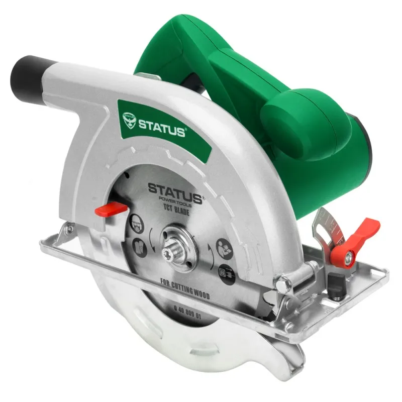 Пила циркулярная STATUS CP190C (Мощность 1400 Вт, скорость вращения 5000 об/мин, диаметр диска 190 мм, макс.глубина пропила 65 мм, регулировка угла)