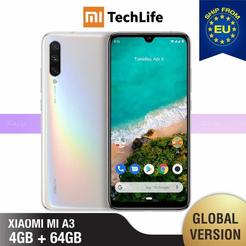 White 64GB Глобальная версия Xiaomi Mi A3 64 Гб ROM 4 Гб RAM(абсолютно новая/запечатанная) mi a3, mia3 - Цвет: White 64GB