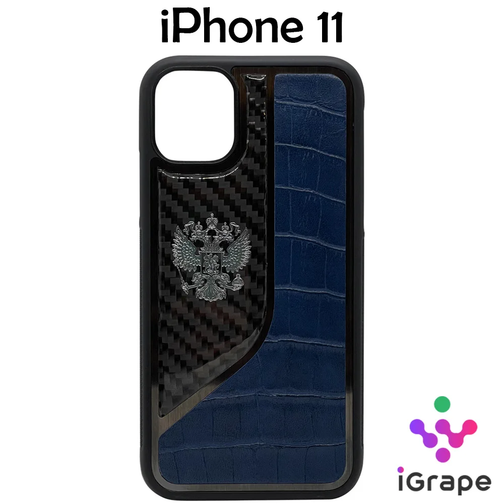 Чехол с гербом РФ кожа-карбон iGrape Sword для iPhone 11 |