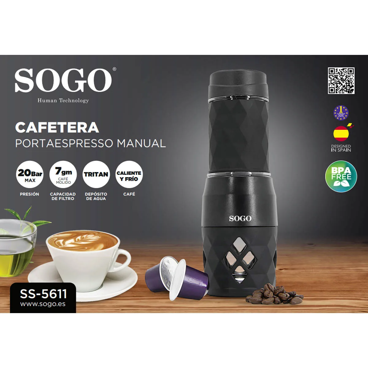 Espresso coffee machine manual 2 in 1 of Sogo, perfect for making hot and  cold espresso coffee, cappuccino, latte, tea and iced tea, for use in camps  or travel espresso coffee maker