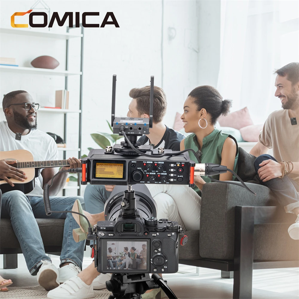 Comica BoomX-U QUA 4 Channels UHF Wireless Lavalier Microphone for Camera Phone Video Shooting Interview Live Streaming