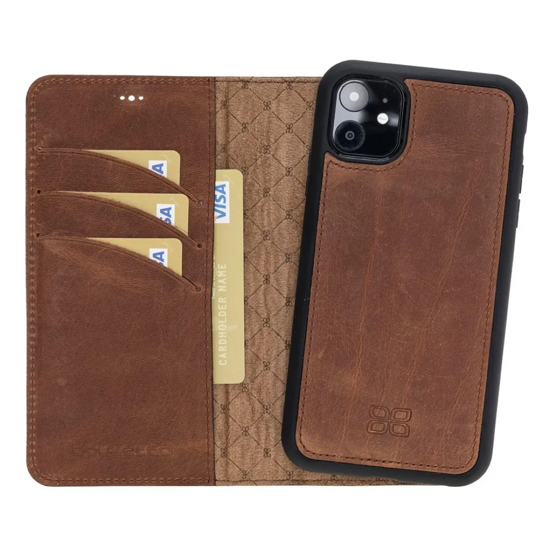

BOULETTA Genuine Leather Handmade Magnetic Detachable Phone Case for iPhone 11 6.1" Rfid and Wireless Charging Compatible