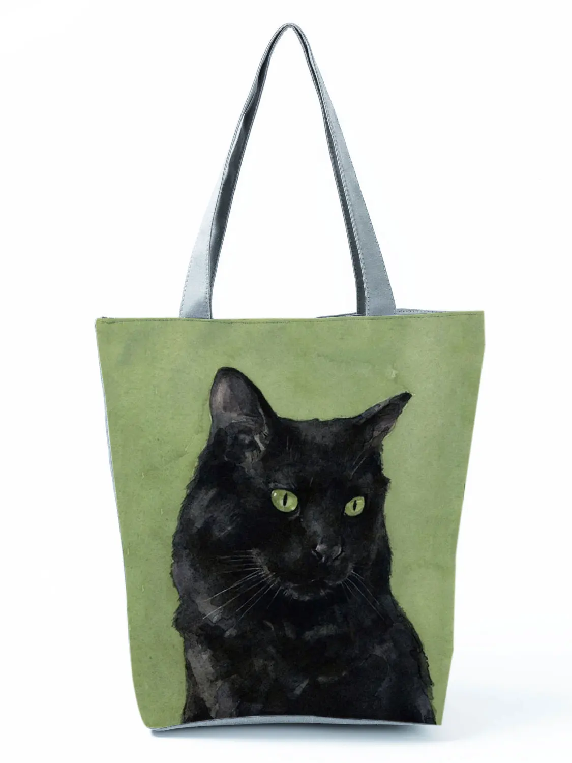 Black Cat Print Animal Art Painting Shopping Hand Bag Women Shoulder Bag Eco Outdoor Tote Shopper Bag for Boutique Eco Reusable women's bags big Totes