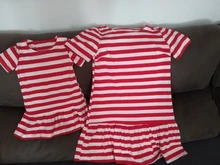 Vestidos familiares a juego para madre e hija, a rayas, de manga corta, a juego, 2020