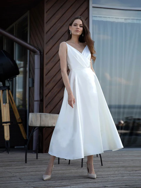a line midi wedding dress