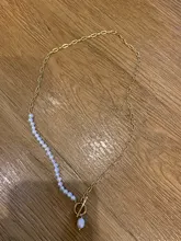 LOVOACC-collar de perlas naturales de agua dulce para mujer, cadena de eslabones gruesa dorada, cierre de palanca asimétrico, Gargantilla circular