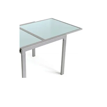 

DINING TABLE TEMPERED GLASS EXTENDABLE UP 240 CM STEEL LEGS 120 CM CLOSED STRETCH KITCHEN DESIGN STAY SALON