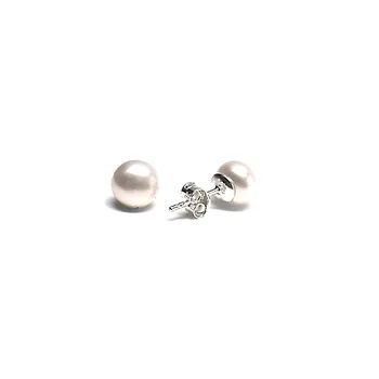 

Sterling silver earrings 925m Pearl Button 8mm. [AB1311]