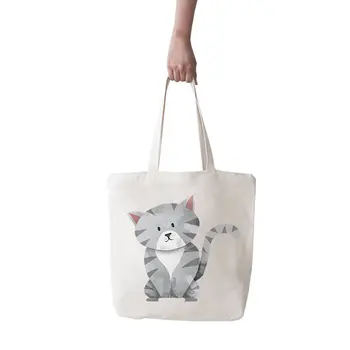 

Angemiel Bag Big Gray Cute Cat Shopping Beach Tote Bag
