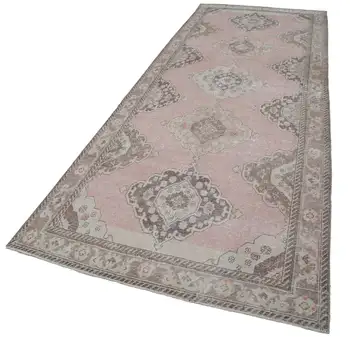 

150x384 Cm Beige Handmade English Vintage Runner Rug-5x13 Ft