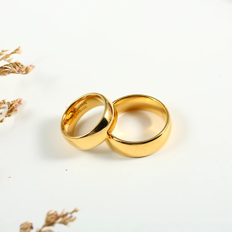 Men Women's Classic Anniversary Ring 8mm Gold Color Alliance Tungsten Wedding Engagement Band No Stone USA Size 4-15 TU003R 2