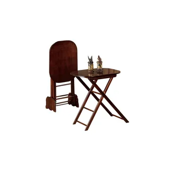 

Set of two folding side tables with stand, walnut color