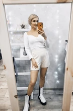 Ropa de primavera y verano para mujer, Jersey sexy elástico de cintura alta con cuello cuadrado y mangas completas, WK080, 2021