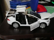 1:32 modelo Tesla X coche en miniatura de aleación con tirar juguete electrónico con simulación de luces y música modelo juguetes para niños de regalo