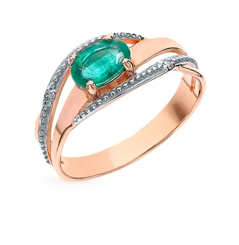 

Gold ring with emeralds and diamonds sunlight sample 585 test