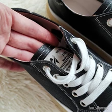 Student Shoes Flat-Bottom Trend-Color Genuine-Leather Women Lace-Up Girl Casual Matching