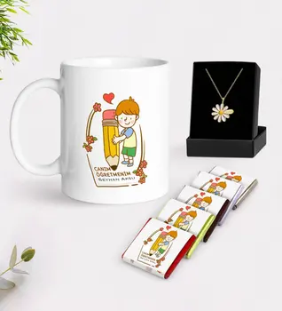 

Personalized Monsieur Lazhar White Mug Chocolate and Is Daisy Necklace Gift Set-4
