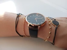 Reloj de pulsera analógico de cuarzo para Mujer, cronógrafo con correa de cuero de lujo, color negro, 5 uds.