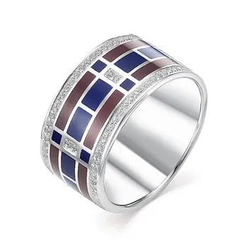

Silver ring with cubic zirconia and enamel