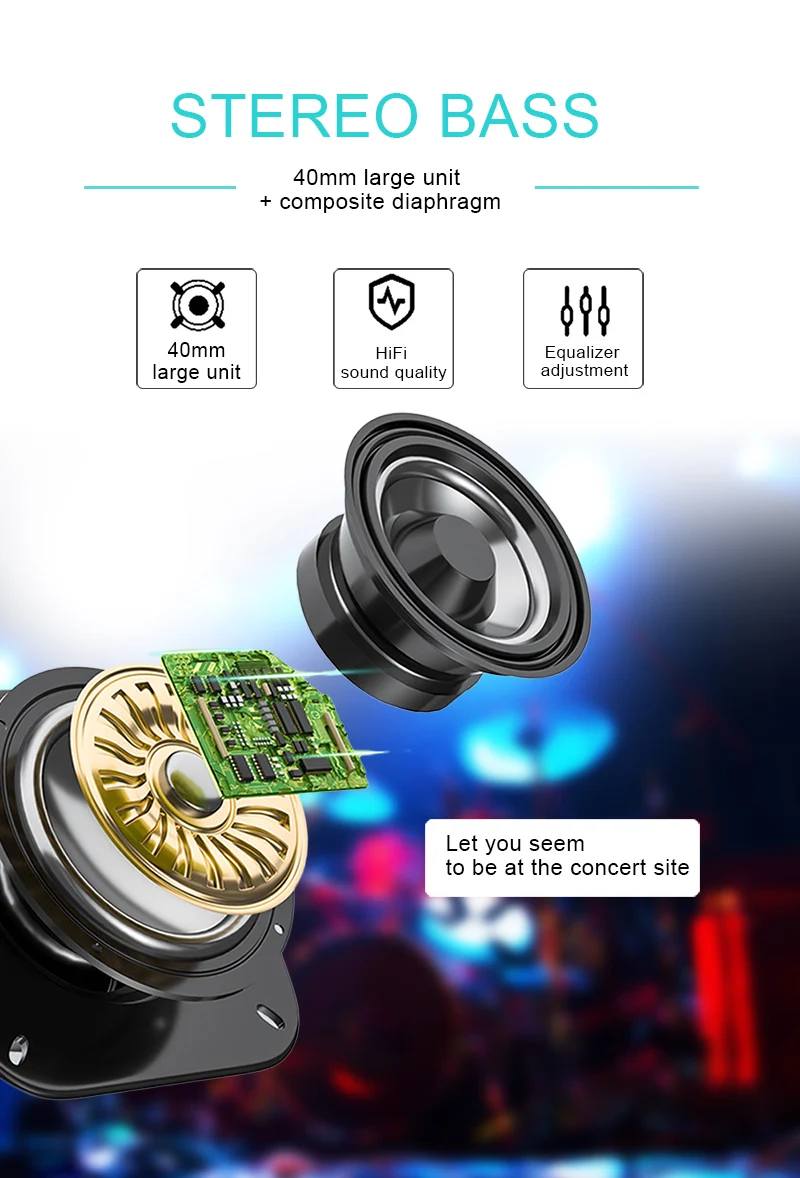 Blueooth Wireless Headphones LED Colorful Light Portable Folding Stereo Headsets Wireless Earphones With Mic TF Card Mp3 Player (3)