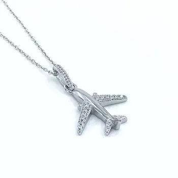 

Top Quality Italian Work Airplane Silver Necklace