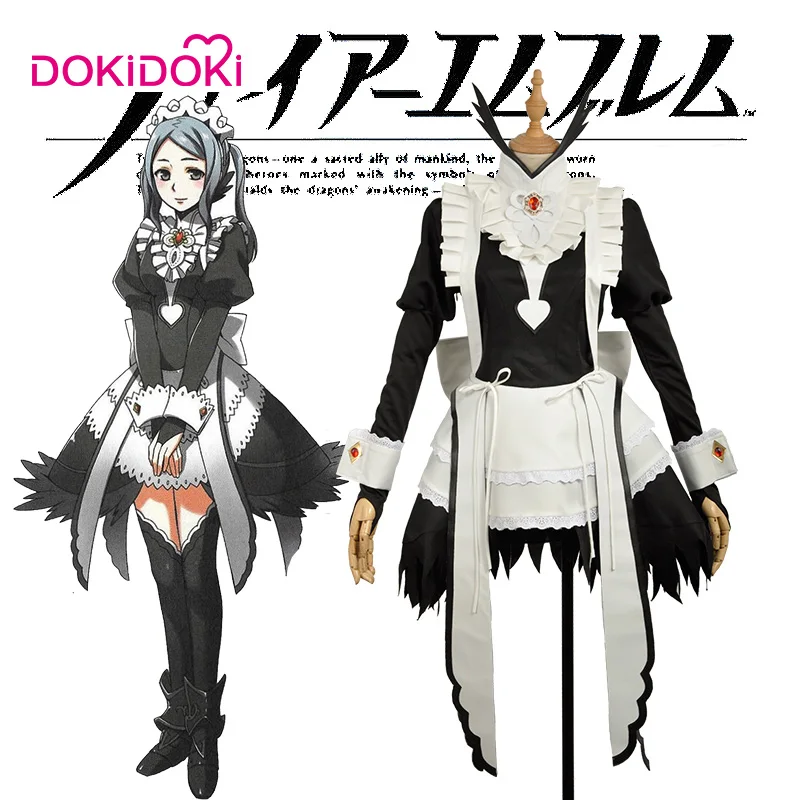 

DokiDoki Game Fire Emblem Felicia Flora Cosplay Costume Women Maid Uniform White Fire Emblem Cosplay Costume Felicia Flora