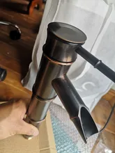 Basin Faucets Vessel Water-Tap Bathroom Sink Tall Brass Bamboo Black Retro Single-Hole