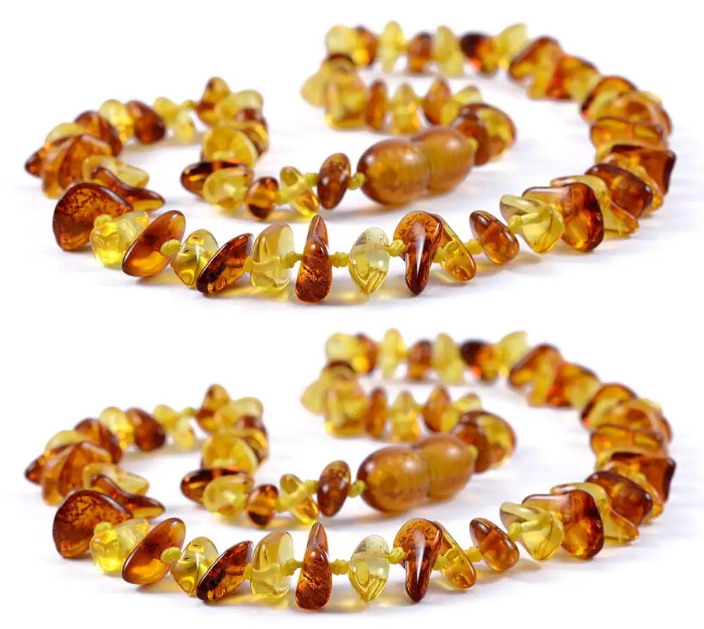 Cognac-Lemon - 2 Pcs Подлинный Прибалтики Янтарное прорезывающее ожерелье чипсы-Коньяк лимон белый-ребенок и взрослый размер-Специальное предложение-2-й кусок скидка 50 - Цвет камня: Cognac-Lemon - 2 Pcs