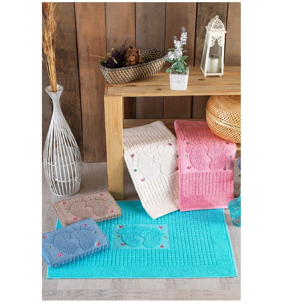 Nakışlı Foot Towel 5'li Bath Mat Foot Towel Bath Towel Bath Mat Super