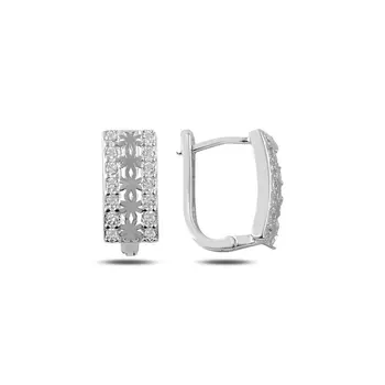 

Angemiel 925 Silver Zircon Stone J Earrings