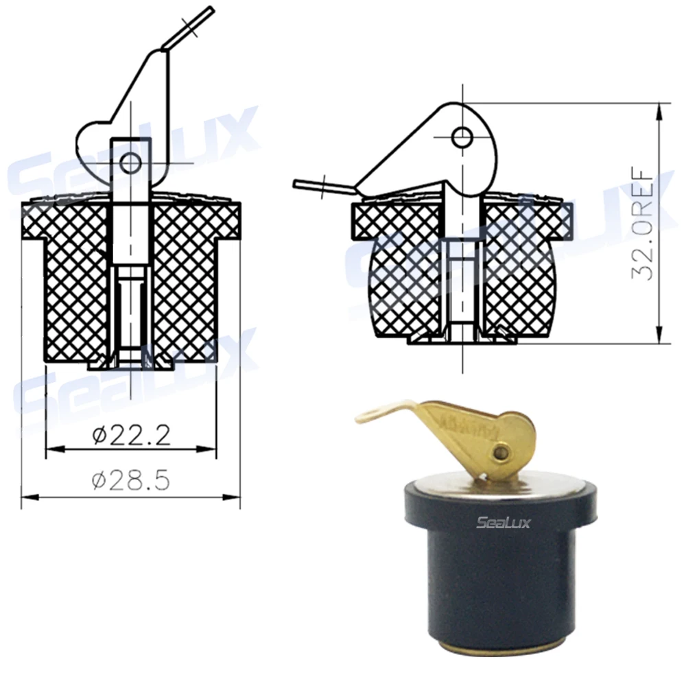 Sealux Baitwell-Stecker, Messing, Schraubtyp, Kompressionsstopfen, Ablaufstopfen, Boot, Marine, Kühler, Rümpfe, erweiterbarer Gummi für Yacht – Detail 6