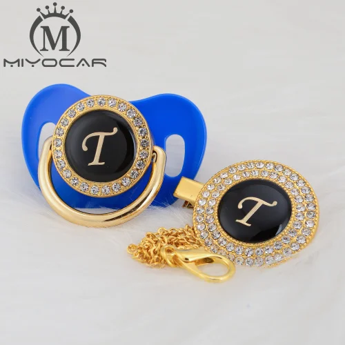 MIYOCAR имя инициалы буквы T элегантный Серебряный bling соска и пустышка Клип BPA бесплатно пустышка bling уникальный дизайн SGS пройти LT - Цвет: LT-6   6-18M