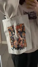 Tee Haikyu Manga Nishinoya Yuu Oikawa Tooru gráfico de impresión de dibujos animados de bolsas de compras de las niñas de moda Casual paquete bolso de mano