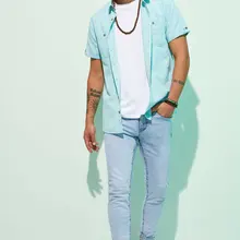 Дефакто Модные мужские простой светильник, синие эластичные мужские джинсы, джинсовые брюки, узкие брюки, новая мужская одежда, новинка-K2043AZ19SM