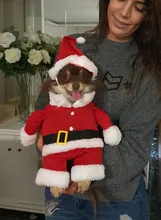 Apparel Costume Christmas-Clothes Dog-Suit Pet-Coat Santa-Claus with Winter Gomaomi Cap