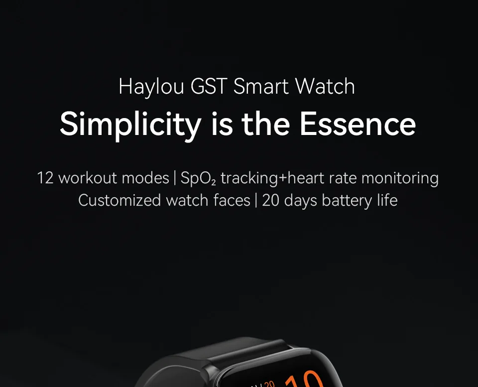 HAYLOU GST smart watch Men Women watch Blood oxygen Heart Rate Sleep monitor 12 Sport Models Custom watch face Global version