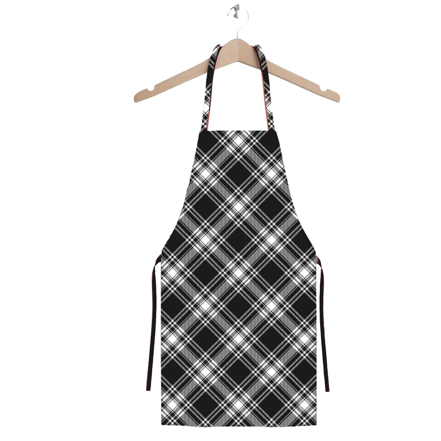 

Ays Home Black White Houndstooth Pattern Stain-resistant Fabric Kitchen Apron 100 Polyester Quality Rugged Waterproof Texture Stylish appearance