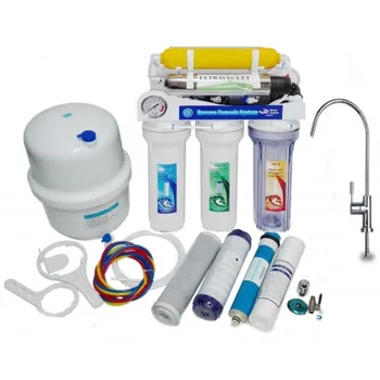 

Reverse osmosis MOON75 UV. With 7 stages, Pump and gauge UV membrane 75 GPD and mixer tap Lux