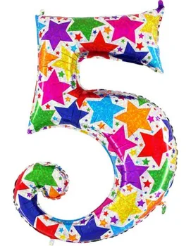 

Balloon Number 5 of 100cm Party Holographic-Foil Polyamide-G85845H