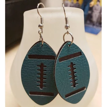 

Packers Inspired Faux Leather Earrings Double 2 Layered Glitter Printed Team Chree Teardrop Customize
