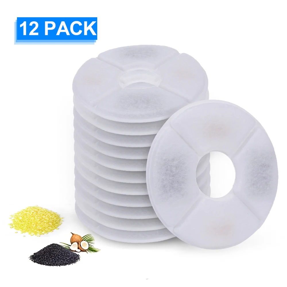 

12pcs Activated Carbon Filter Charcoal For Automatic Water Drinking Fountain Cats Dogs Feeding Bowl Drink Filters Pets Supplies