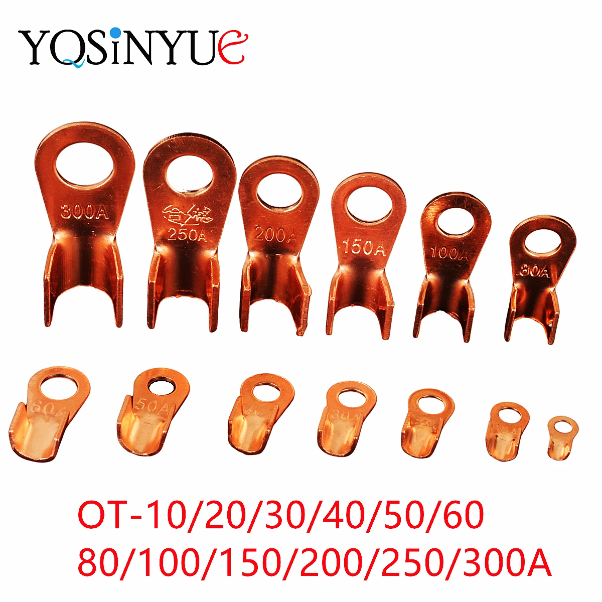 10/25PCS Terminal OT Series 10 20 30 40 50 60 80 100 150 200A Splice Wire Copper O shape Circular Naked Cable Connector Open Lug |
