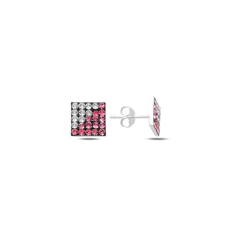 

Silver 925 Sterling Zircon Cubic Zirconia Square Stud Earrings