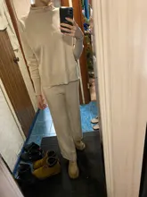 Womens Outfits Tracksuit-Set Pants Two-Piece-Set Knitted Yedinas Korean Winter Casual